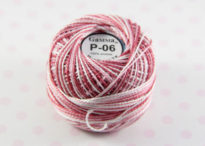 Пряжа Ирис меланж 100% хлопок 10г 82м Р-06 бордо-белый